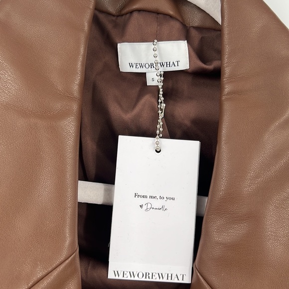 ❌SOLD❌ WeWoreWhat Vegan Leather Blazer in Cocoa Brown - Picture 7 of 12